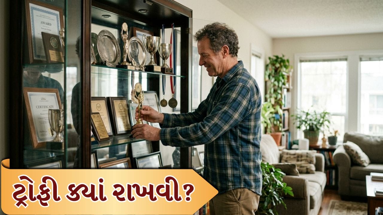 Vastu Tips: ઘરમાં રાખવામાં આવતી ટ્રોફી અને પ્રમાણપત્રો ફક્ત દેખાડો કે શણગાર માટે નથી; તે તમારી મહેનત, સિદ્ધિઓ અને માન્યતાનું પ્રતીક પણ છે. જો કે, મોટાભાગના લોકો તેમને ગમે ત્યાં અને કોઈપણ સ્થિતિમાં છોડી દે છે, ક્યારેક કબાટમાં બંધ કરીને, ક્યારેક ખૂણામાં ધૂળ સાથે. વાસ્તુ શાસ્ત્ર અનુસાર, જો ટ્રોફી અને પ્રમાણપત્રો યોગ્ય દિશામાં મૂકવામાં આવે, તો તે ફક્ત તમારી સકારાત્મક ઉર્જામાં વધારો જ નહીં કરે પણ કારકિર્દી અને સફળતા માટે નવા રસ્તા પણ ખોલે છે.
