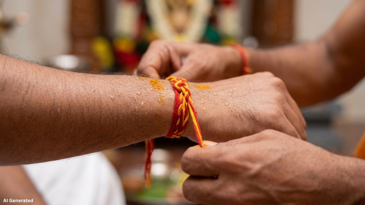જ્યોતિષ માન્યતાઓ મુજબ લાલ રંગનો પવિત્ર રક્ષાસૂત્ર સકારાત્મક ઊર્જા અને આત્મવિશ્વાસ વધારવામાં મદદરૂપ માનવામાં આવે છે. તેને મંગળ ગ્રહ સાથે જોડવામાં આવે છે અને ભગવાન હનુમાન તથા મા દુર્ગાના આશીર્વાદનું પ્રતિક માનવામાં આવે છે. લાલ રક્ષાસૂત્ર પહેરવા માટે મંગળવાર અથવા નવરાત્રી જેવા શુભ દિવસોને ખાસ મહત્વ આપવામાં આવે છે.
