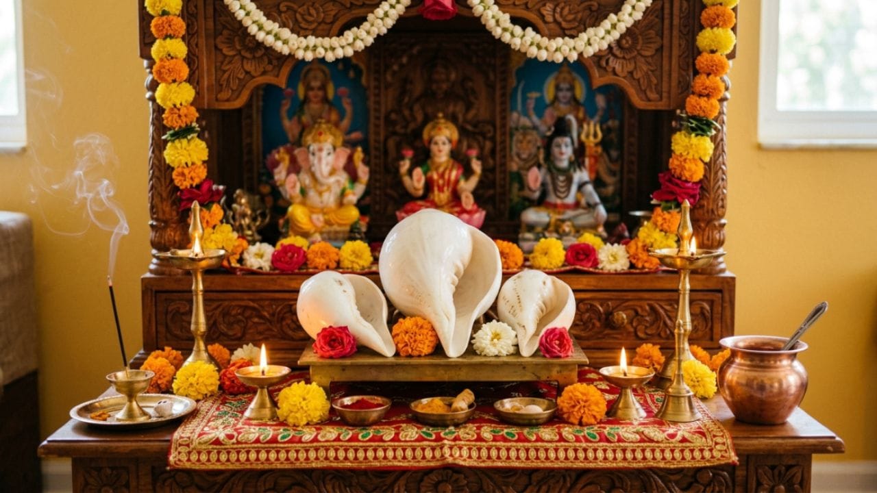 મંદિરમાં અન્ય વસ્તુઓની જેમ શંખ રાખવું પણ ખૂબ જ શુભ માનવામાં આવે છે. જો તમે પણ શુભ પરિણામો ઇચ્છતા હોવ તો તમે ઘરના મંદિરમાં દક્ષિણમુખી શંખમાં ગંગા જળ પણ રાખી શકો છો. આવું કરવાથી તમને દેવી લક્ષ્મીની વિશેષ કૃપા મળી શકે છે.