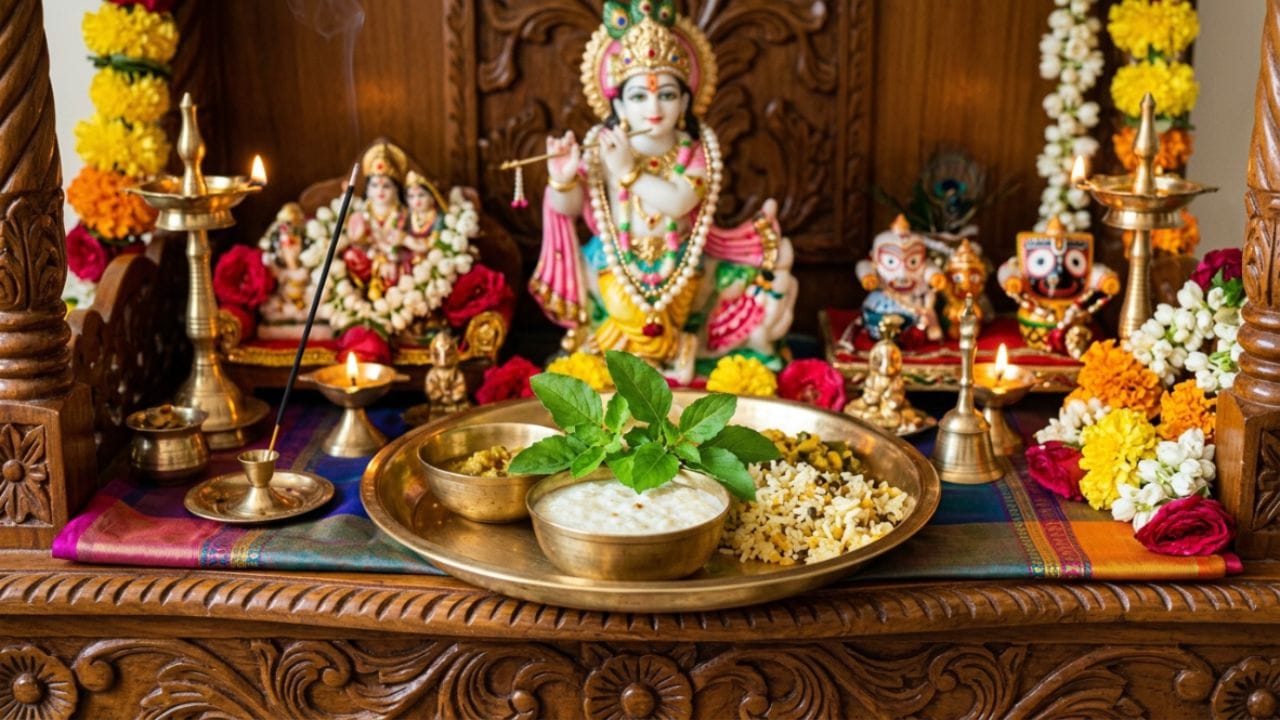 હિન્દુ ધર્મમાં તુલસીજીને ખૂબ જ પવિત્ર અને પૂજનીય માનવામાં આવે છે. ઉપરાંત, ભગવાન શ્રીકૃષ્ણના પ્રસાદમાં તુલસીજીના પાનને ખૂબ જ મહત્વપૂર્ણ માનવામાં આવે છે. એવું કહેવાય છે કે પ્રસાદમાં તુલસીજીના પાનને રાખવાથી મંદિરની પવિત્રતા ખૂબ વધી જાય છે.