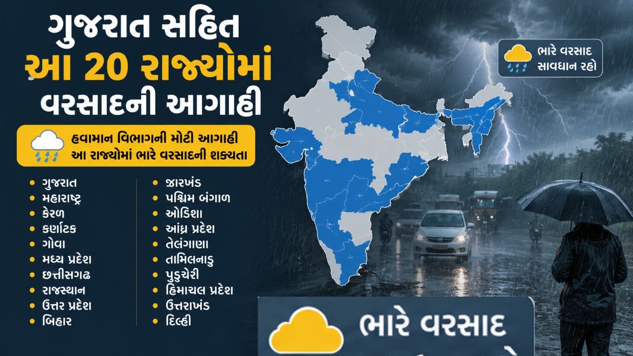 Breaking News : 26 જૂનથી હવામાન બદલાશે, ગુજરાત સહિત આ 20 રાજ્યોમાં વરસાદની આગાહી
