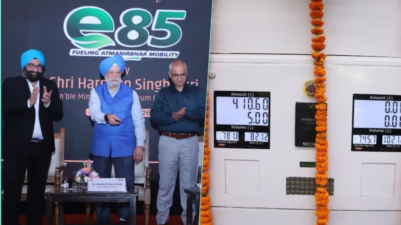 E85 ફ્યુઅલ શું છે, અને તેની કિંમત કેટલી છે? : E85 એક ખાસ, પર્યાવરણને અનુકૂળ ઈંધણ છે. તેમાં 85% ઇથેનોલ અને માત્ર 15% પેટ્રોલનું મિશ્રણ હોય છે. ઉચ્ચ ઇથેનોલ સામગ્રીને કારણે, કિંમત નોંધપાત્ર રીતે ઓછી છે. દિલ્હીમાં E85 ફ્યુઅલની કિંમત ₹82.12 પ્રતિ લિટર નક્કી કરવામાં આવી છે.(ફોટો ક્રેડિટ-Google)