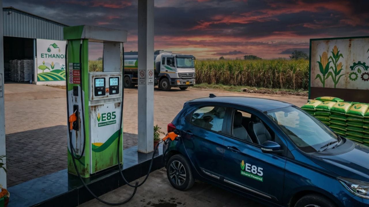 E85 ઇંધણ E20 પેટ્રોલથી કેવી રીતે અલગ છે? : E85 ઇંધણ હાલમાં વેચાતા E20 પેટ્રોલ (જેમાં 20% ઇથેનોલ હોય છે) કરતાં લગભગ ₹20 પ્રતિ લિટર સસ્તું છે. ગ્રાહકોની સુવિધા માટે, કોઈપણ મૂંઝવણ ટાળવા માટે ફ્યુઅલ ડિસ્પેન્સર્સ (પંપ) પર સ્પષ્ટ બ્રાન્ડિંગ અને ખાસ લેબલ લગાવવામાં આવ્યા છે.(ફોટો ક્રેડિટ-Google)