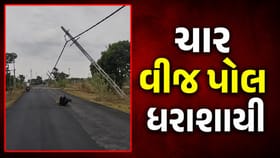રાજકોટના સનાળી ગામે ભારે પવનથી ચાર વીજ પોલ ધરાશાયી