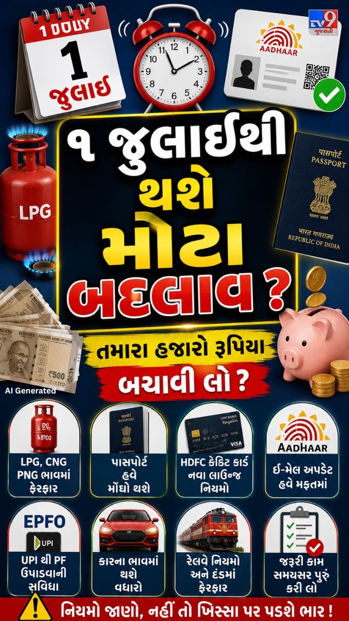 LPG, પાસપોર્ટ, ક્રેડિટ કાર્ડ, ITR અને રેલવેના નવા નિયમો જાણો