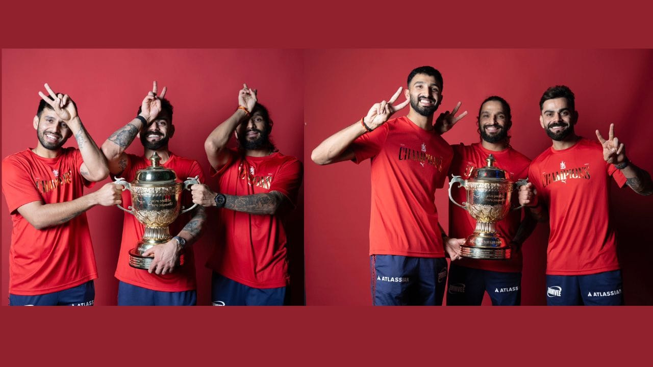RCB એ ટાઇટલનો સફળતાપૂર્વક બચાવ કર્યા પછી વિરાટ કોહલીએ તેના સોશિયલ મીડિયા પર પોતાના ઘણા ફોટા પોસ્ટ કર્યા. આ પોસ્ટમાં અનુષ્કા શર્મા નહી પરંતુ આરસીબીની ટીમના કેટલાક ખેલાડીઓ જોવા મળી રહ્યા છે.