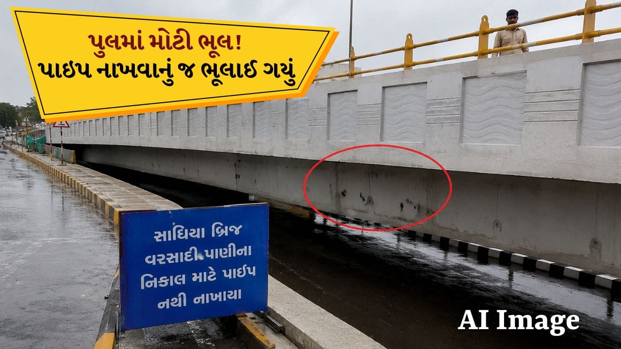 Rajkot Breaking News: નવા સાંઢિયા પુલમાં મોટી ક્ષતિ! વરસાદી પાણીના નિકાલ માટે પાઇપ નાખવાનું જ ભૂલાઈ ગયું, જુઓ Video