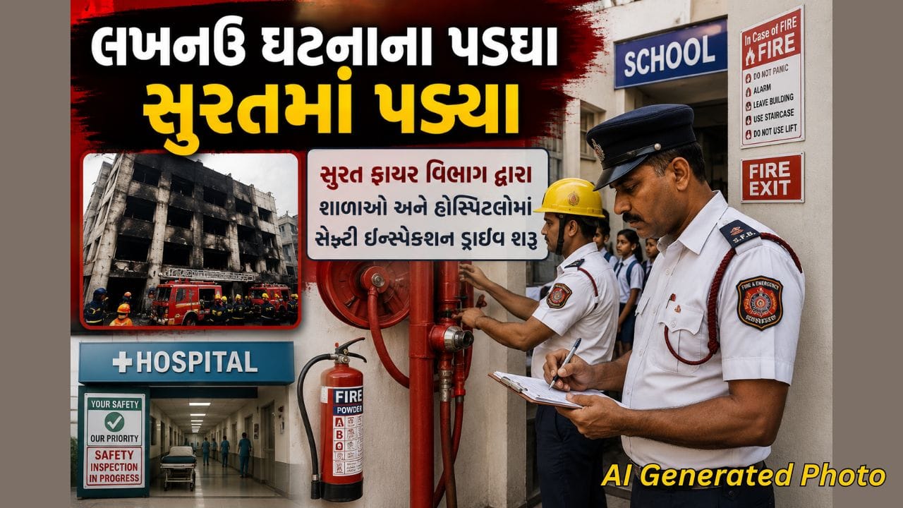 Surat Breaking News: સુરતમાં ફાયર વિભાગ એક્શનમાં, ટ્યુશન ક્લાસથી હોસ્પિટલ સુધી સઘન ચકાસણી શરૂ Surat Breaking News: સુરતમાં ફાયર વિભાગ એક્શનમાં, ટ્યુશન ક્લાસથી હોસ્પિટલ સુધી સઘન ચકાસણી શરૂ