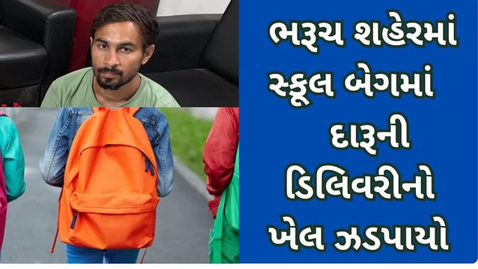 સ્કૂલ બેગમાં દારૂની ડિલિવરીનો ખેલ ઝડપાયો