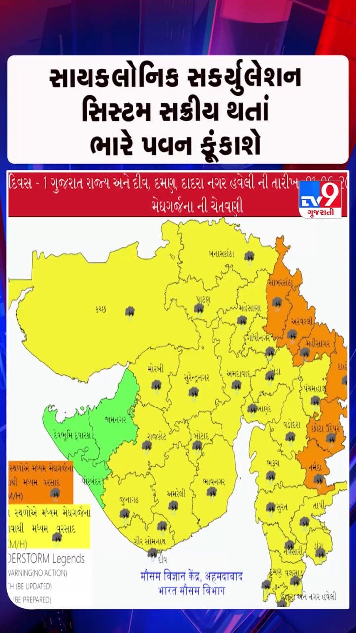 આગામી 5 દિવસ માટે રાજ્યમાં હળવા વરસાદની આગાહી