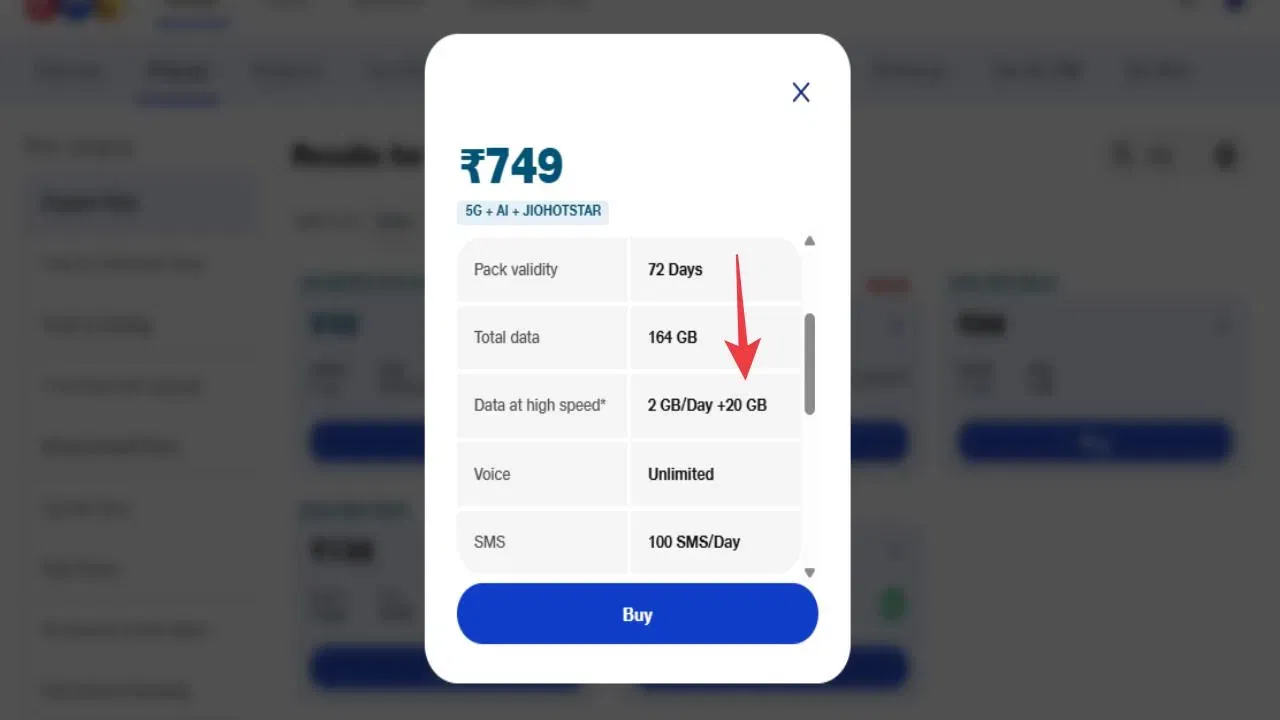 Jio 749 Plan: આ પ્લાન 72 દિવસની વેલિડિટી સાથે 2GB હાઇ-સ્પીડ દૈનિક ડેટા, અનલિમિટેડ કોલિંગ અને 100 SMS પ્રતિ દિવસ ઓફર કરે છે. તેમાં 20GB મફત બોનસ ડેટા પણ સામેલ છે. (ફોટો: Magnific)