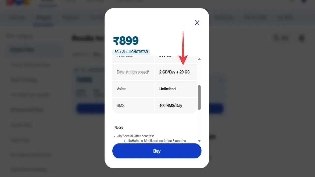 Jio 899 Plan: આ પ્રીપેડ પ્લાન 90-દિવસની વેલિડિટી સાથે આવે છે અને 2GB દૈનિક ડેટા, અનલિમિટેડ કોલિંગ અને 100 SMS પ્રતિ દિવસ ઓફર કરે છે. તે વધારાનો 20GB ડેટા સંપૂર્ણપણે મફત પણ પ્રદાન કરે છે. (ફોટો: Magnific)