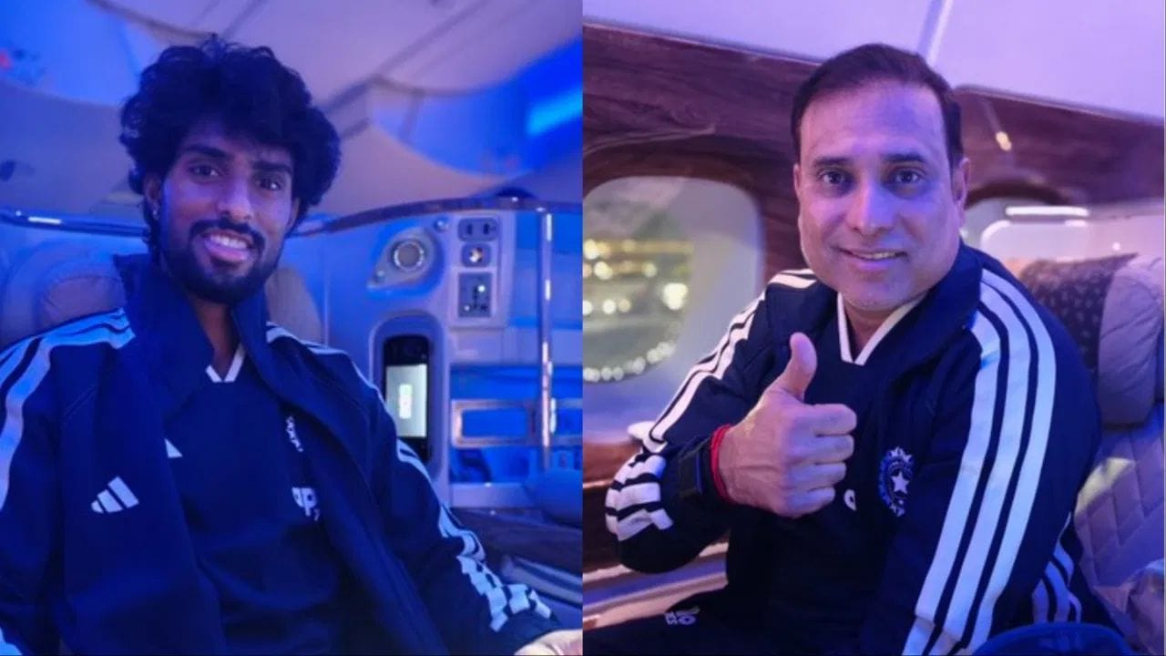 ભારતીય ટીમનો વાઈસ-કેપ્ટન તિલક વર્મા અને મુખ્ય કોચ તરીકે ઝિમ્બાબ્વેની યાત્રા કરી રહેલા VVS લક્ષ્મણનો પણ ફોટો BCCI દ્વારા શેર કરવામાં આવ્યો છે. ભારત 23 જુલાઈથી ઝિમ્બાબ્વેમાં ત્રણ T20 મેચ રમશે. (Image Source | BCCI)