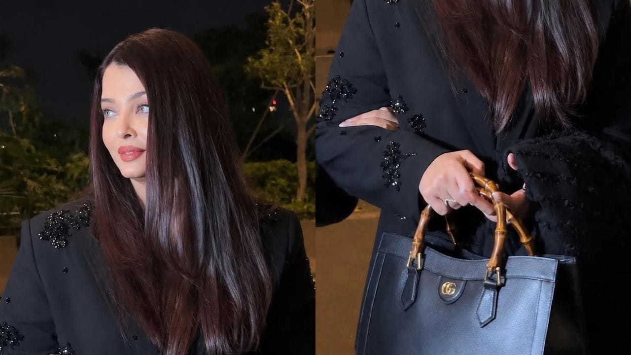 ઐશ્વર્યાએ તેના કાળા પોશાકને મેચિંગ બ્લેક બૂટ અને બેગ પણ સાથે જોવા મળી હતી. તેણીએ સ્ટ્રક્ચર્ડ બ્લેક લેધર હેન્ડબેગ લીધુ હતું, જેમાં વાંસના હેન્ડલ્સ હતા જે અલગ દેખાતા હતા અને દરેકનું ધ્યાન ખેંચતા હતા. દરમિયાન, તેના પહોળા પગવાળા ટ્રાઉઝરની નીચેથી બહાર દેખાતા કાળા પોઇન્ટેડ બૂટની સાથે દેખાવમાં સુસંસ્કૃતિનો ટચ ઉમેર્યો હતો.