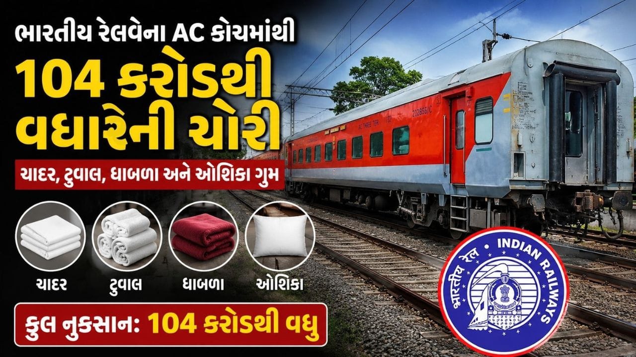 Breaking News : ભારતીય રેલવેના AC કોચમાં ચોરી, 4 વર્ષમાં1.27 કરોડ ચાદર, ટુવાલ, ધાબળા અને ઓશિકા ગુમ