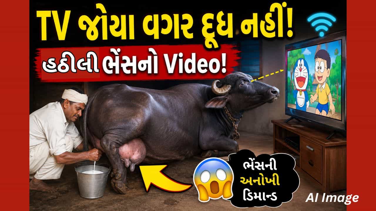 લો બોલો, બાળક જેવી હઠીલી ભેંસ! ટીવી ચાલુ થાય પછી જ આપે છે દૂધ, Video થયો Viral