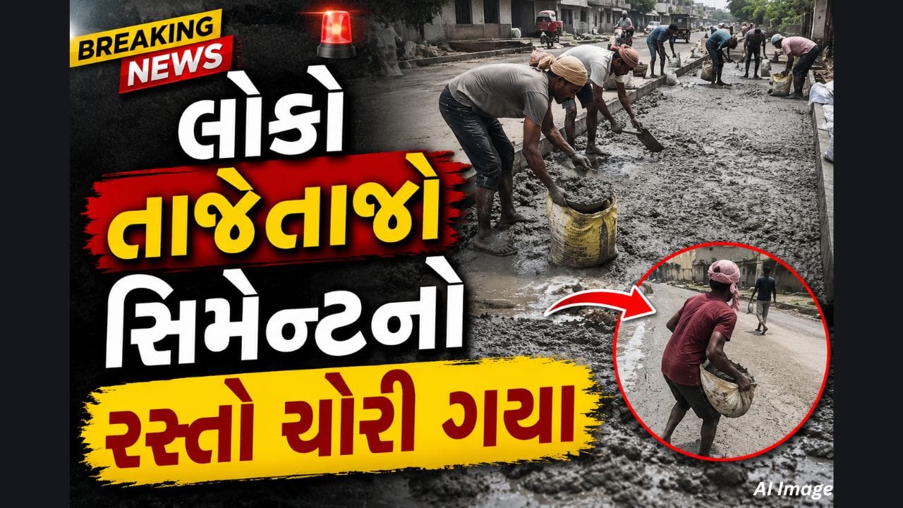 રસ્તો બને તે પહેલાં જ લોકો ભીનો સિમેન્ટ ચોરી લઈ ગયા, Viral Video જોઈને ઇન્ટરનેટ યુઝર્સ થયા સ્તબ્ધ