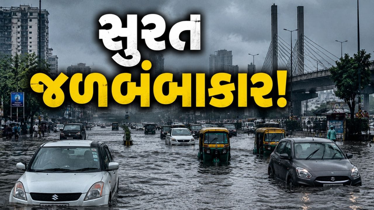 સુરતમાં 12 કલાકમાં 4 ઈંચ વરસાદ, ખાડી ઓવરફ્લો થતાં ઘરોમાં ઘૂસ્યા પાણી - જુઓ Video