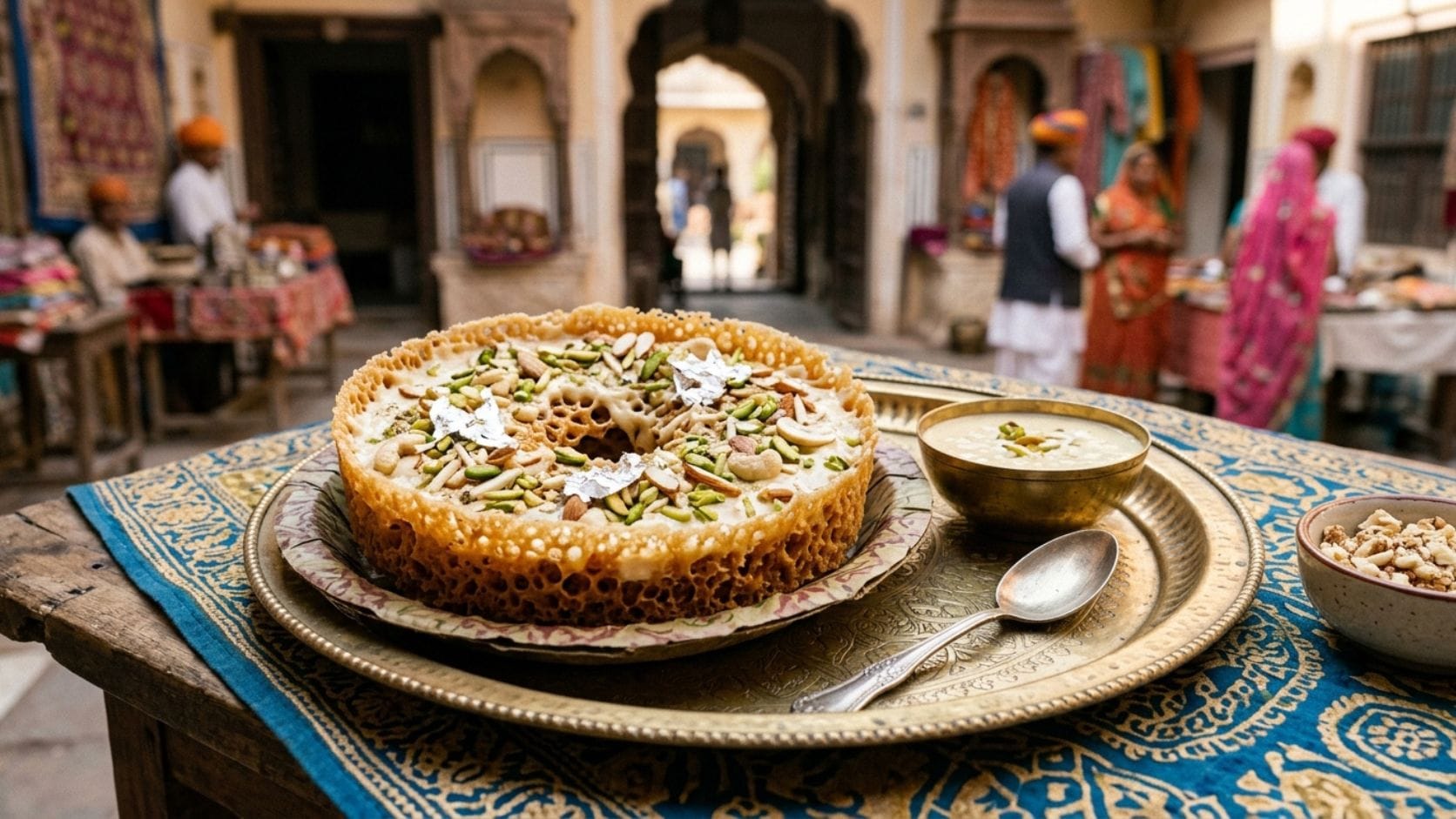 ઘેવર સાથે પીરસવા માટે રબડી પણ તૈયાર કરવામાં આવે છે. દૂધને ધીમા તાપે ઉકાળી ઘટ્ટ કરવામાં આવે છે અને તેમાં કેસર, એલચી તથા ખાંડ ઉમેરવામાં આવે છે. તૈયાર થયેલી રબડી ઘેવર ઉપર રેડીને તેના પર બદામ, પિસ્તા અને કાજુથી સજાવટ કરવામાં આવે છે.
