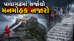 પાવાગઢમાં ધોધમાર વરસાદ ! વહેતા પાણી વચ્ચે સર્જાયો મનમોહક નજારો
