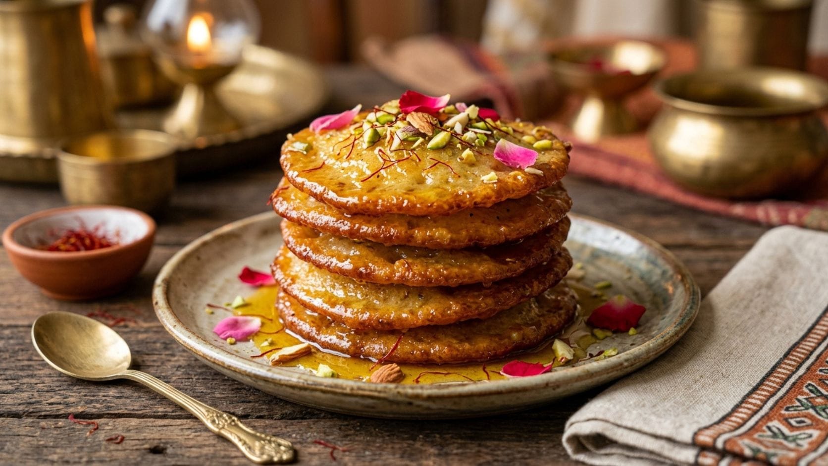 હવે કઢાઈમાં ઘી અથવા તેલ ગરમ કરો અને તૈયાર બેટરમાંથી એક કડછી ભરી ધીમે ધીમે કઢાઈમાં નાખો. માલપુઆને બંને બાજુથી ગોલ્ડન બ્રાઉન થાય ત્યાં સુધી મધ્યમ તાપ પર તળો.