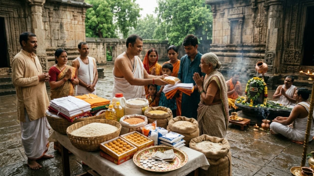 પ્રગતિ માટે કરો આ વસ્તુઓનું દાન: શ્રાવણ મહિનાનો સંબંધ વરસાદ અને હરિયાળી સાથે હોય છે. જ્યોતિષ શાસ્ત્ર અનુસાર આખા મગ (આખા લીલા મગ), લીલા શાકભાજી અને લીલા ફળોનું દાન બુધ ગ્રહ સાથે જોડાયેલું છે. આ વસ્તુઓનું દાન કરવાથી અભ્યાસ, નોકરી અને વેપારમાં સારી તકો મળવાની અને પ્રગતિના માર્ગો ખુલવાની માન્યતા છે.