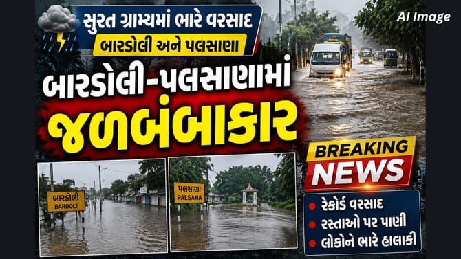 Surat rain Breaking news: સુરત ગ્રામ્યમાં મેઘરાજાની ધમાકેદાર એન્ટ્રી