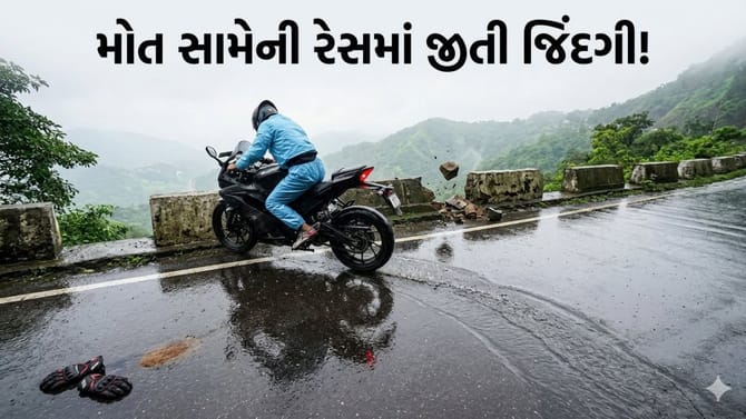 1 સેકન્ડમાં બાઈકરે પહાડ પર મોતને આપી માત, જુઓ ખતરનાક Video