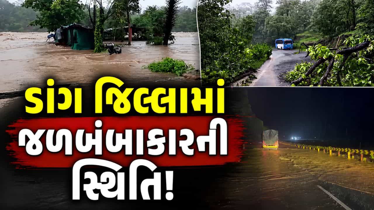 Rain Breaking : ડાંગ જિલ્લામાં મેઘરાજાએ બોલાવી ધબધબાટી ! 14 ઈંચથી વધુ વરસાદથી જનજીવન ઠપ, 47 રસ્તા બંધ