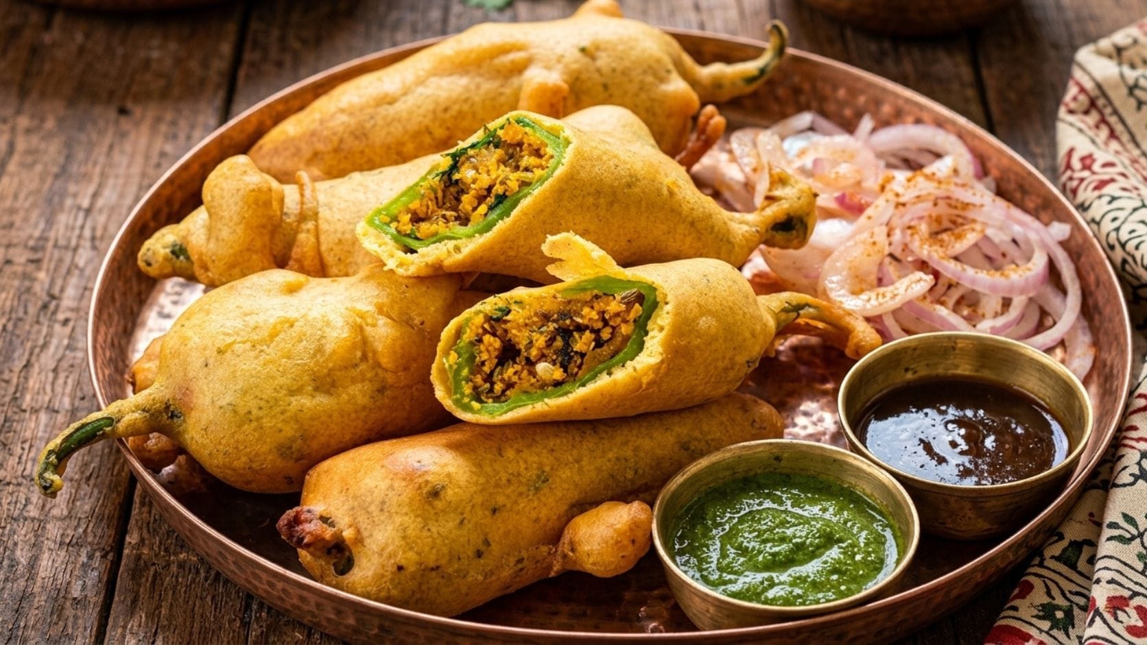 હવે, પીસેલા ચવાણામાં થોડા લીલા ધાણા અને અડધા લીંબુનો રસ ઉમેરો. મસાલાને બે હાથ વડે બરાબર ચોળીને મિક્સ કરો. આમ કરવાથી મસાલામાં એક સરસ બાઈન્ડિંગ આવશે, જે તેને મરચાંમાં સરળતાથી ભરવામાં મદદ કરશે અને મસાલો બહાર નીકળી જશે નહીં.