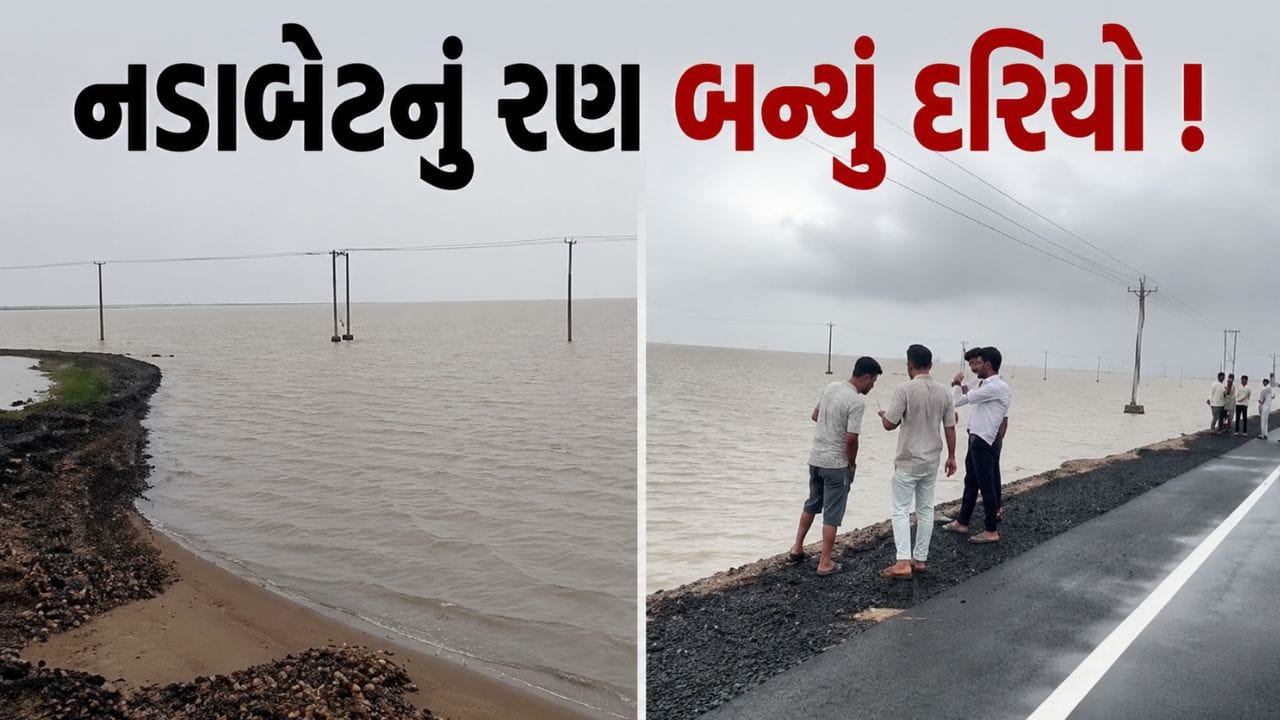 Breaking News : બનાસકાંઠાનું નડાબેટ રણ બન્યું દરિયો! કુદરતી નજારો જોવા ઉમટી ભીડ, જુઓ-Video Breaking News : બનાસકાંઠાનું નડાબેટ રણ બન્યું દરિયો! કુદરતી નજારો જોવા ઉમટી ભીડ, જુઓ-Video