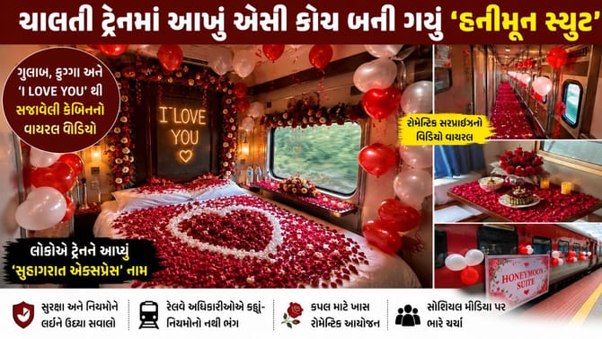 ચાલતી ટ્રેનની એસી કેબિનને બનાવવામાં આવી હનીમૂન સ્યુટ