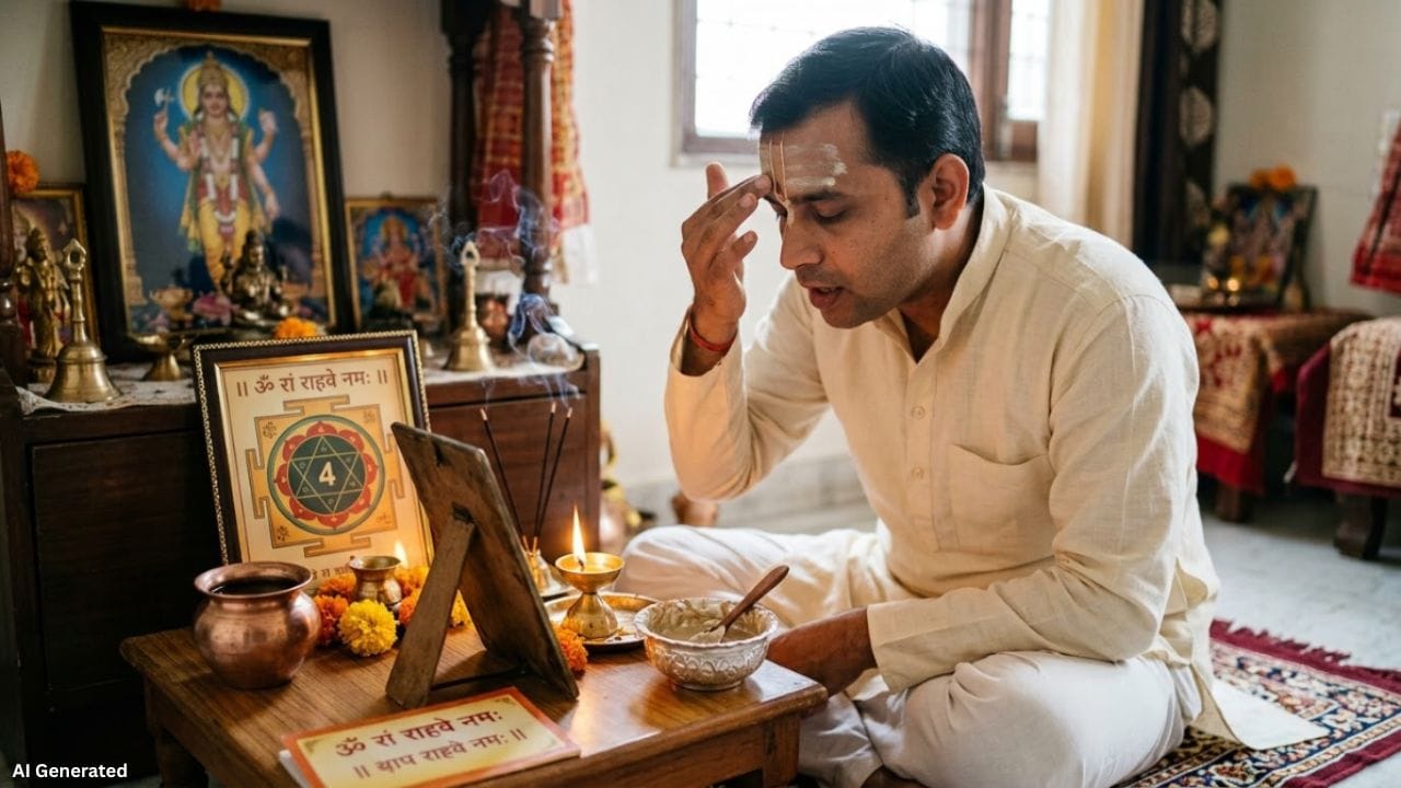 અંકશાસ્ત્ર અનુસાર મૂળાંક 4નો સંબંધ રાહુ ગ્રહ સાથે માનવામાં આવે છે. મૂળાંક 4 ધરાવતા લોકોએ કપાળ પર ચંદન અથવા ભસ્મનું તિલક કરવું શુભ ગણાય છે. એવી માન્યતા છે કે આ તિલક મનને સ્થિર રાખવામાં, નકારાત્મક વિચારો દૂર કરવામાં અને જીવનમાં સંતુલન જાળવવામાં મદદરૂપ બને છે. તિલક કરતી વખતે રાહુદેવનું સ્મરણ કરીને 'ૐ રાં રાહવે નમઃ' મંત્રનો જાપ કરવો શુભ માનવામાં આવે છે.