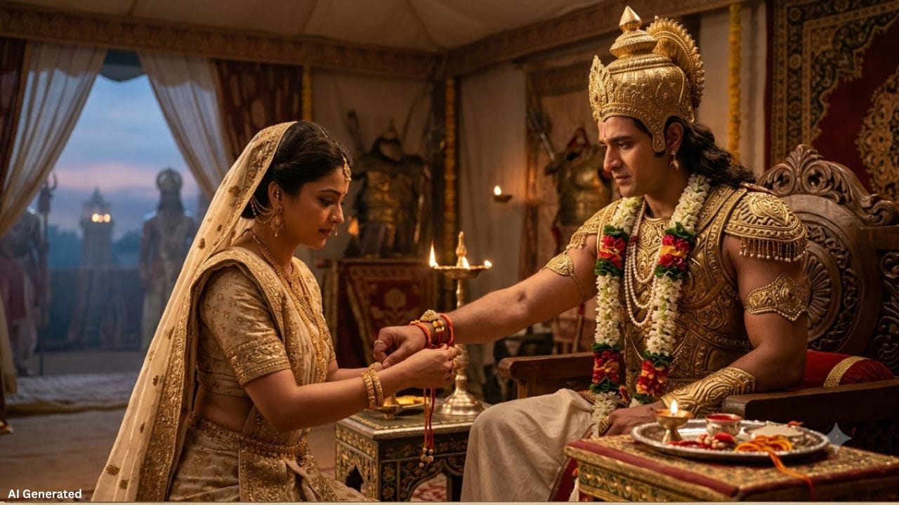 ભવિષ્ય પુરાણમાં રક્ષાસૂત્રનું મહત્વ માત્ર ભાઈ-બહેનના સંબંધ સુધી સીમિત હોવાનું જણાવાયું નથી. તેને સંકટ સમયે રક્ષણ આપતા પવિત્ર સૂત્ર તરીકે પણ વર્ણવવામાં આવ્યું છે. પુરાણમાં જણાવ્યા મુજબ, દેવતાઓ અને રાક્ષસો વચ્ચે લાંબા સમય સુધી યુદ્ધ થયું હતું. આ યુદ્ધમાં દેવતાઓની સ્થિતિ નબળી પડવા લાગી હતી. ત્યારે દેવોના રાજા ઇન્દ્રે ગુરુ બૃહસ્પતિની સલાહ લીધી. ગુરુની સલાહ પ્રમાણે ઇન્દ્રની પત્ની શચિદેવીએ શ્રાવણ પૂર્ણિમાના દિવસે પવિત્ર રક્ષાસૂત્ર તૈયાર કર્યું અને ઇન્દ્રના કાંડા પર બાંધ્યું. માન્યતા અનુસાર, આ રક્ષાસૂત્ર ધારણ કર્યા બાદ ઇન્દ્રને શક્તિ મળી અને તેમણે રાક્ષસો સામે વિજય મેળવ્યો.