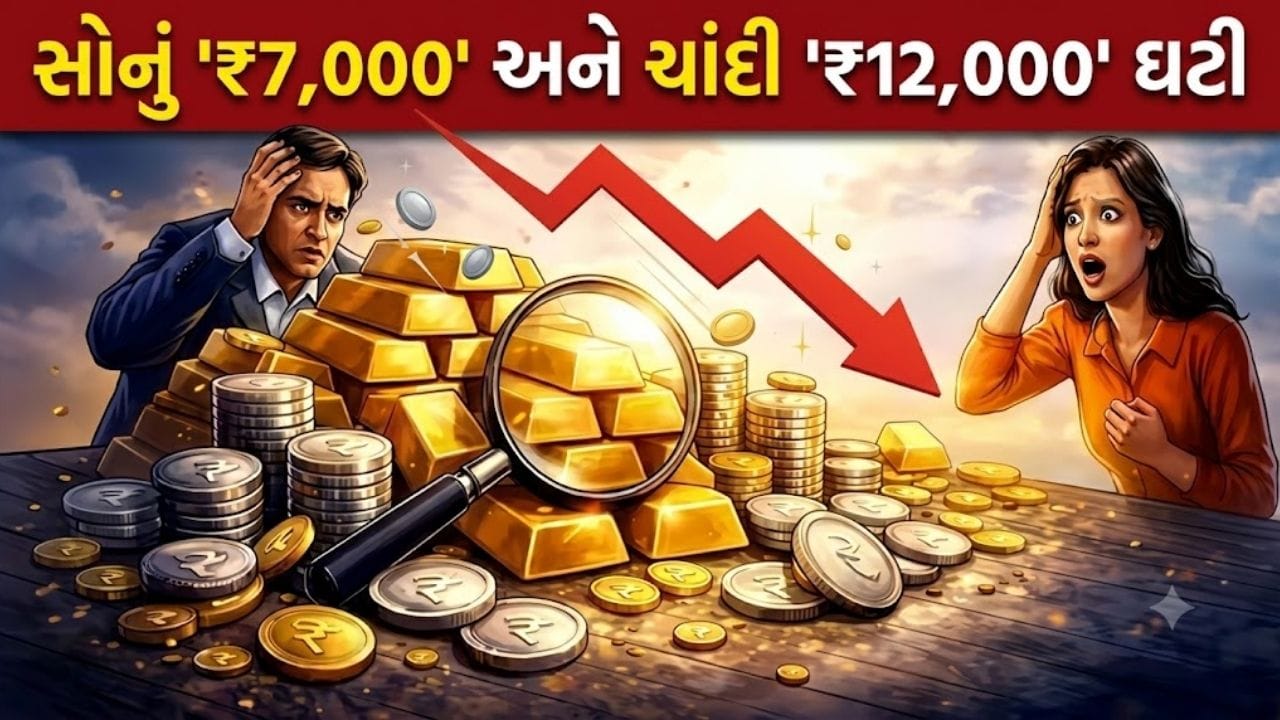 સોનામાં ₹7,000 અને ચાંદીમાં ₹12,000 નો કડાકો, ભાવ ગગડ્યા પછી શું છે નિષ્ણાતોની સલાહ? - જુઓ Video સોનામાં ₹7,000 અને ચાંદીમાં ₹12,000 નો કડાકો, ભાવ ગગડ્યા પછી શું છે નિષ્ણાતોની સલાહ? - જુઓ Video