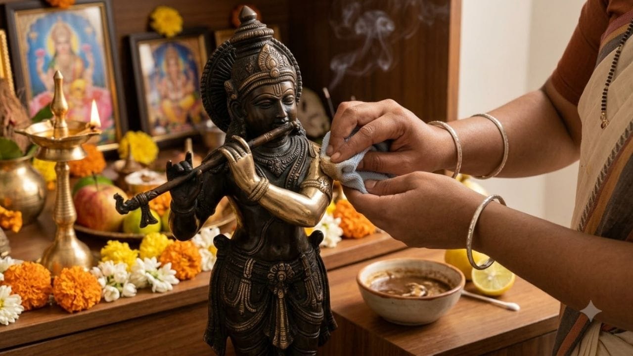 લીંબુના રસમાં થોડું મીઠું ઉમેરીને પેસ્ટ બનાવી મૂર્તિ પર હળવા હાથે લગાવો. થોડીવાર પછી સ્વચ્છ પાણીથી ધોઈને સૂકા કપડાથી લૂછી લો. આ ઉપાયથી મૂર્તિ પર જમા થયેલી જૂની ગંદકી તુરંત જ દૂર થઈ જાય છે.