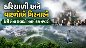 ગીરનાર પર્વતનો અદ્દભૂત નજારો આવ્યો સામે, ચારે બાજુ હરિયાળી અને વાદળોથી