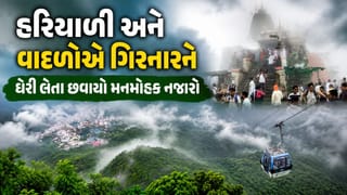 ગીરનાર પર્વતનો અદ્દભૂત નજારો આવ્યો સામે, ચારે બાજુ હરિયાળી અને વાદળોથી ઘેરાયેલા પર્વતનો સુંદર નજારો આવ્યો સામે- જુઓ Video