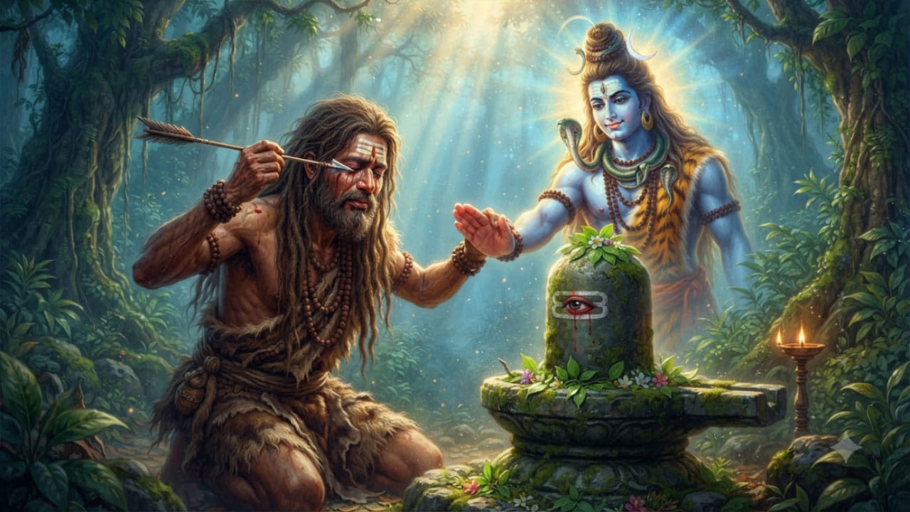  ભક્ત કન્નપ્પા : દક્ષિણ ભારતના શિકારી સમાજમાં જન્મેલા કન્નપ્પાને ભગવાન શિવના સૌથી નિષ્કપટ ભક્તોમાં સ્થાન આપવામાં આવે છે. લોકકથા મુજબ, જ્યારે તેમણે શિવલિંગની આંખમાંથી રક્ત વહેતું જોયું, ત્યારે વિલંબ કર્યા વગર પોતાની એક આંખ અર્પણ કરી દીધી. બીજી આંખ પણ અર્પણ કરવાની તૈયારી જોઈને ભગવાન શિવ સ્વયં પ્રગટ થયા અને તેમની દૃષ્ટિ પરત આપતાં તેમને આશીર્વાદ આપ્યો.