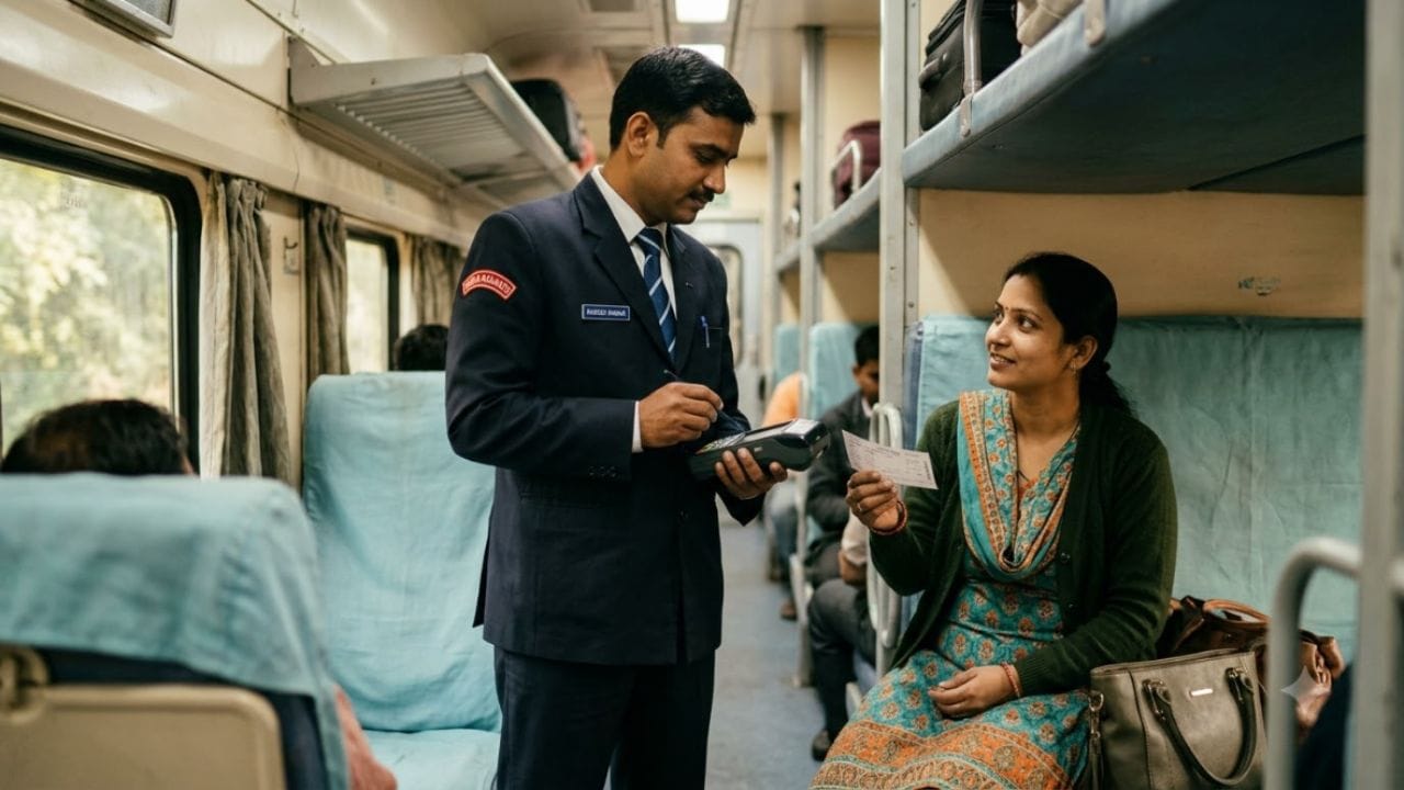 જો સમયે તે AC કોચમાં અથવા ટ્રેનના અન્ય કોઈ પણ AC બોગીમાં બર્થ ખાલી હોય, તો TTE પાસે મુસાફરની ટિકિટ સ્થળ પર અપગ્રેડ કરવાની સત્તા હોય છે. આ માટે મુસાફરે સ્લીપર ક્લાસ અને સંબંધિત AC ક્લાસ (3 Tier, 2 Tier વગેરે) ના ભાડા વચ્ચેનો તફાવત ચૂકવવો પડે છે. આ ભાડાના તફાવત ઉપરાંત રેલવે નિયમ મુજબ વધારાનો પેનલ્ટી ચાર્જ પણ ઉમેરવામાં આવે છે.