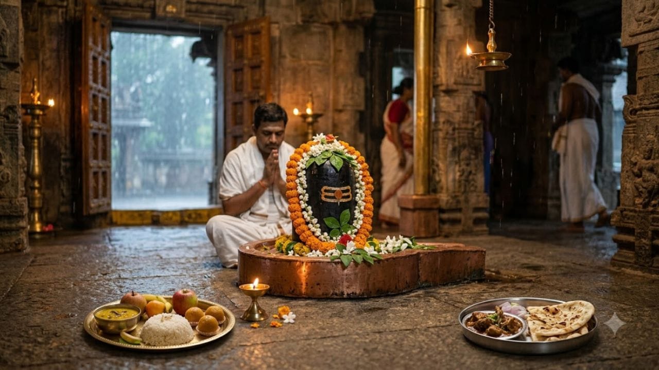 ભગવદ્ ગીતાના 17મા અધ્યાયમાં ખોરાકને મનુષ્યના સ્વભાવ સાથે જોડવામાં આવ્યો છે. તાજો અને પૌષ્ટિક આહાર સાત્વિક ગણાય છે, જ્યારે વધુ પડતો તીખો, કડવો કે ખારો ખોરાક રાજસિક અને વાસી કે અશુદ્ધ આહાર કહેવાય છે. જોકે, ગીતા સીધી રીતે શ્રાવણમાં માસ ન ખાવાનો આદેશ નથી આપતી, પરંતુ આ એક લોક પરંપરા બની ગઈ છે.