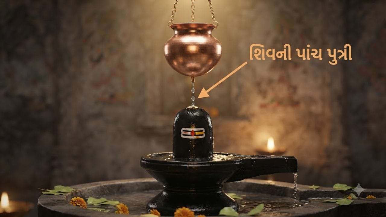 ઉપરનો કળશ- શિવલિંગની ઉપર લટક્તા કળશમાં ભગવાન શંકરની પાંચ પુત્રીઓનું સ્થાન માનવામાં આવે છે. 
