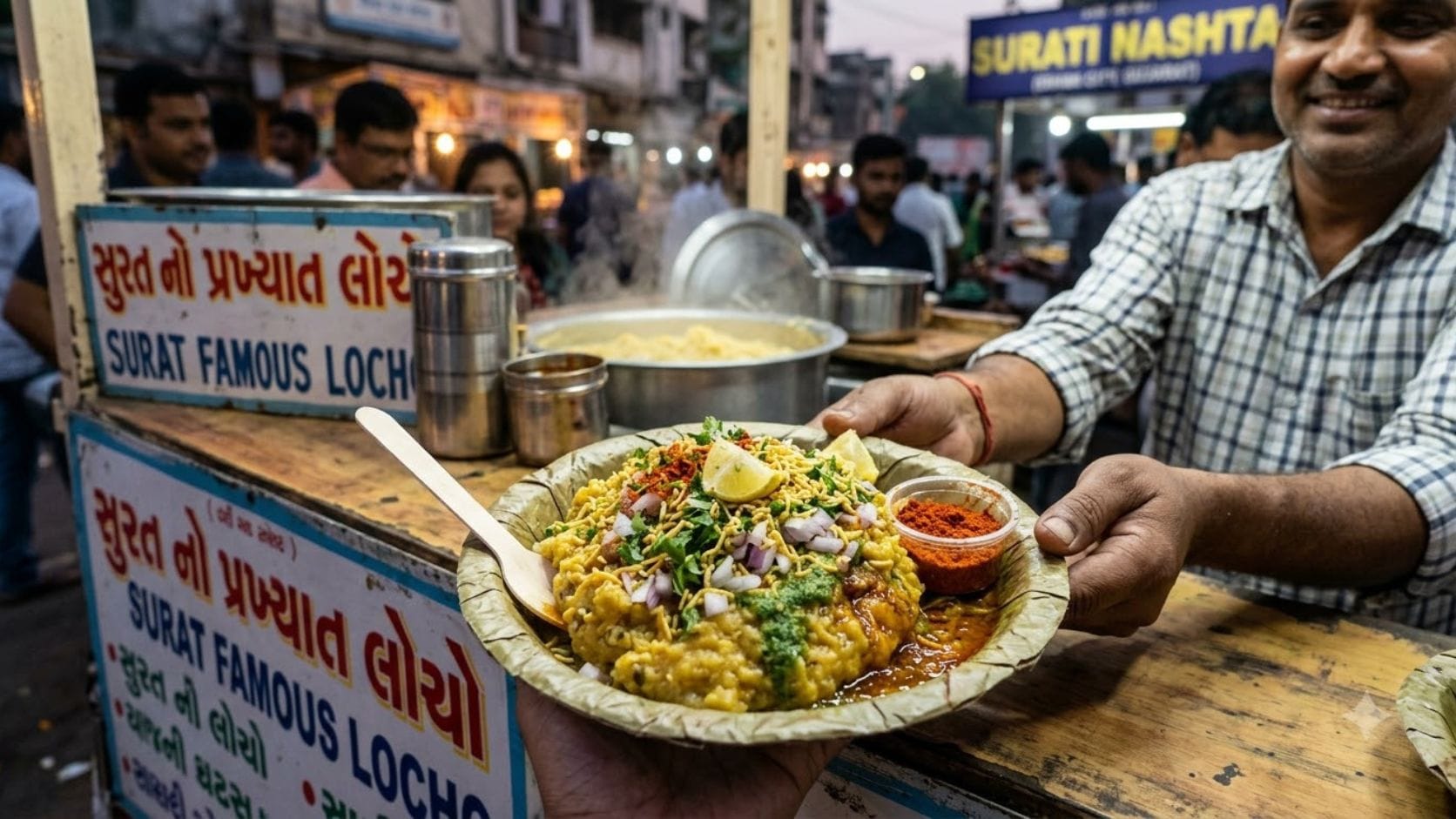 લોચાનો સ્વાદ વધારવા માટે ખાસ મસાલો પણ તૈયાર કરવામાં આવે છે. તેમાં લાલ મરચું, શેકેલું જીરું, આમચૂર, કાળું મીઠું અને ચાટ મસાલો જેવા મસાલાનો ઉપયોગ થાય છે. લોચો બફાઈ જાય પછી તેની ઉપર આ મસાલો છાંટવામાં આવે છે.
