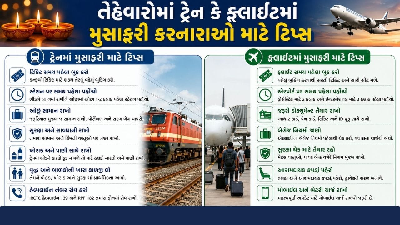 સાતમ-આઠમમાં ટ્રેન કે ફ્લાઇટમાં મુસાફરી કરનારાઓ માટે મહત્વપૂર્ણ સમાચાર