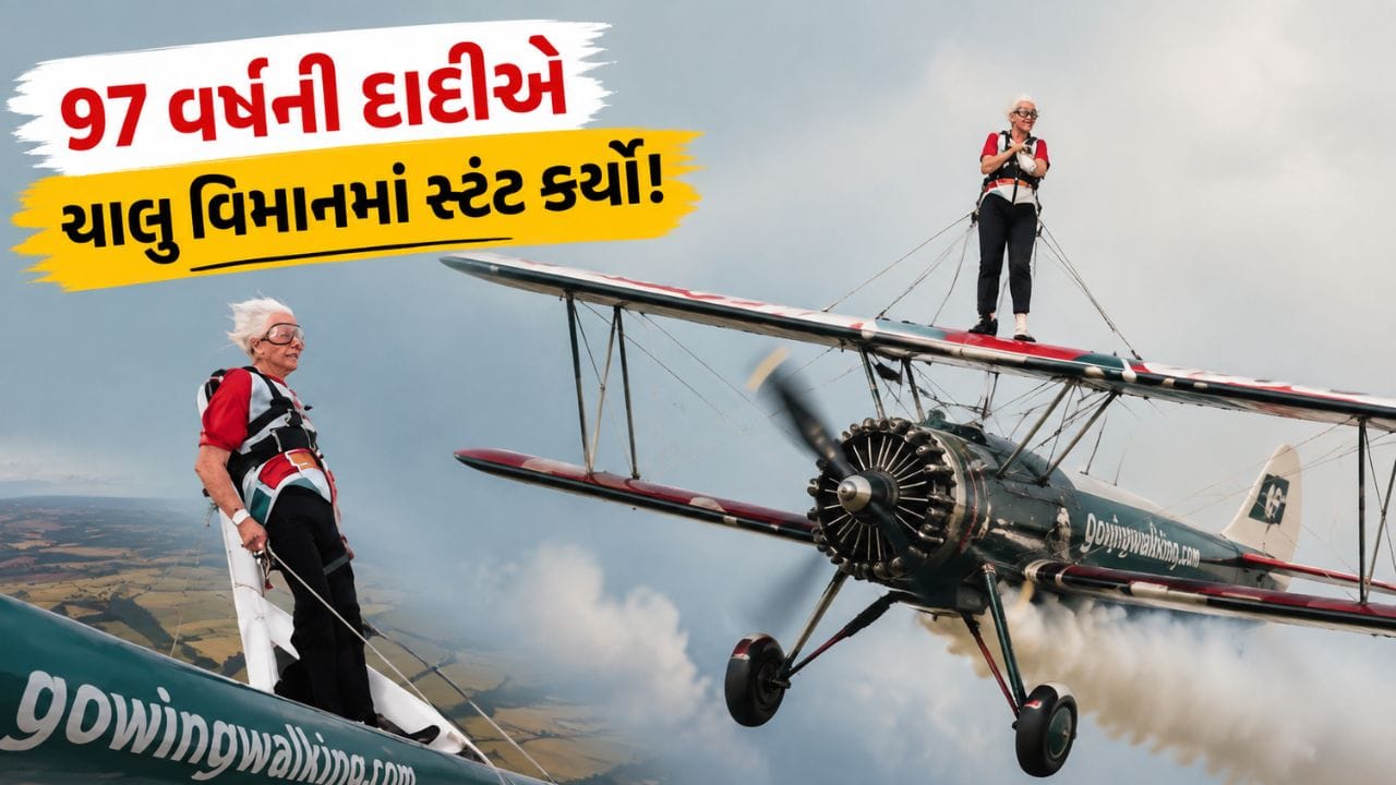 Trending Video : 97 વર્ષની દાદીએ ચાલુ વિમાનમાં સ્ટંટ કરી પોતાનો જ ગિનિસ વર્લ્ડ રેકોર્ડ તોડ્યો જુઓ Video