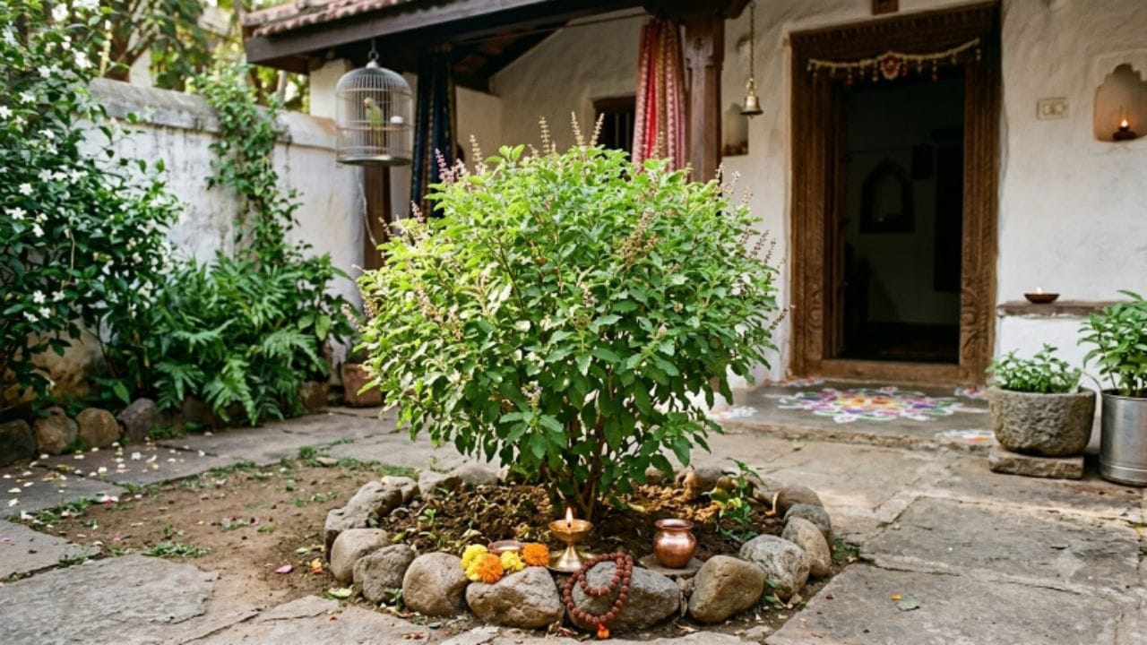 ધાર્મિક માન્યતા અનુસાર, ઘરમાં તુલસીનો છોડ લીલોછમ રહેવો સકારાત્મક ઉર્જાનું પ્રતીક માનવામાં આવે છે. જો વાવ્યા વગર તુલસીનો છોડ ઊગી નીકળ્યો છે અને તે સારી રીતે વધી રહ્યો છે તો તેને ઘર માટે શુભ સંકેત માનવામાં આવે છે.