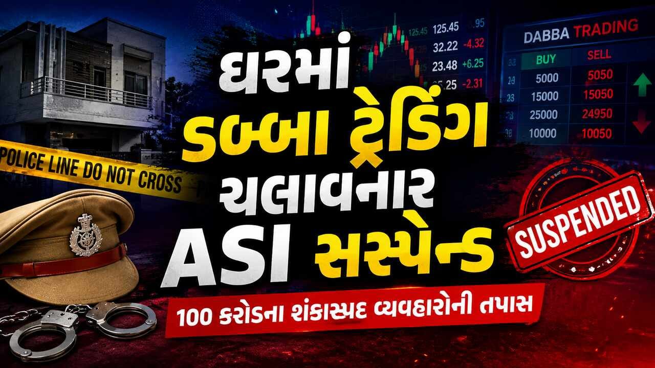 ઘરમાં ડબ્બા ટ્રેડિંગ ચલાવનાર સુરેન્દ્રનગરના ASIને નિર્લિપ્ત રાયે કર્યાં સસ્પેન્ડ, 100 કરોડના શંકાસ્પદ વ્યવહારોની આશંકા ઘરમાં ડબ્બા ટ્રેડિંગ ચલાવનાર સુરેન્દ્રનગરના ASIને નિર્લિપ્ત રાયે કર્યાં સસ્પેન્ડ, 100 કરોડના શંકાસ્પદ વ્યવહારોની આશંકા