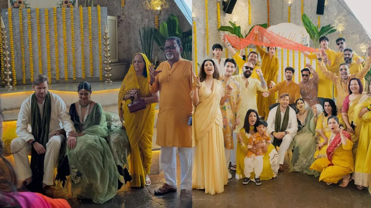 ફોટામાં, જેનિફર ઢોલના તાલ પર નાચતી અને મિત્રો અને પરિવાર સાથે મજા માણતી જોવા મળે છે. હળદી સમારંભમાં પીળા રંગની થીમ હતી, જેમાં મોટાભાગના મહેમાનો પીળા પોશાક પહેરીને આવ્યા હતા. વાતાવરણ નૃત્ય, સંગીત અને ઉજવણીથી જીવંત હતું.