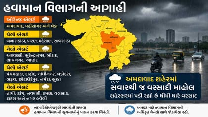 વરસાદને લઈને અમદાવાદ સહિત 3 જિલ્લામાં ઓરેન્જ એલર્ટ