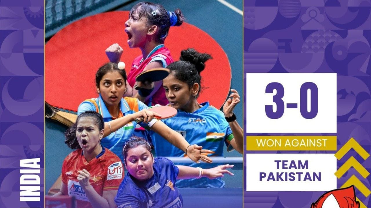 એશિયન ગેમ્સ 2026માં ટેબલ ટેનિસમાં મહિલા ટીમે પાકિસ્તાન સામે શાનદાર શરૂઆત કરી અને 3-0થી મેચ પોતાના નામે કરી. આ સાથે ભારતે ગ્રુપ F માં સતત ત્રીજી જીત નોંધાવી. અગાઉ ભારતે ઇન્ડોનેશિયા અને સિંગાપોરને હરાવ્યા હતા.